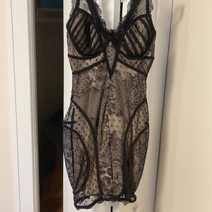 Bebe Black Dress with Nude Overlay